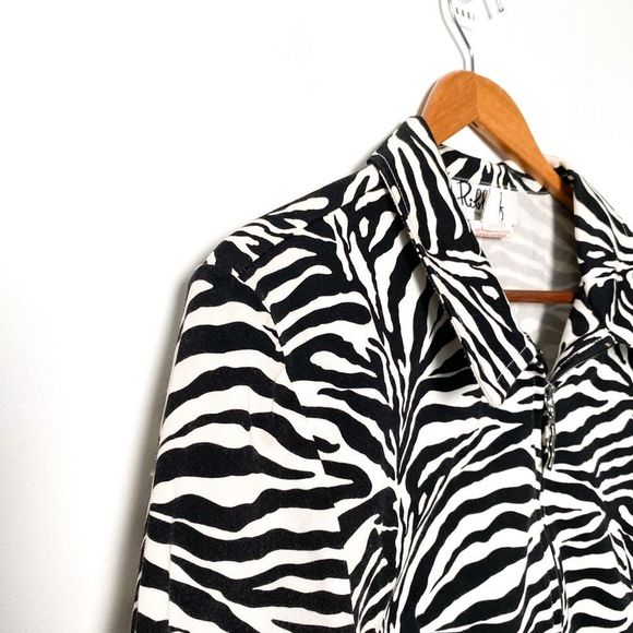 Vintage Eighties Ribkoff Zebra Print Cropped Bomber Jacket - Picture 3 of 9